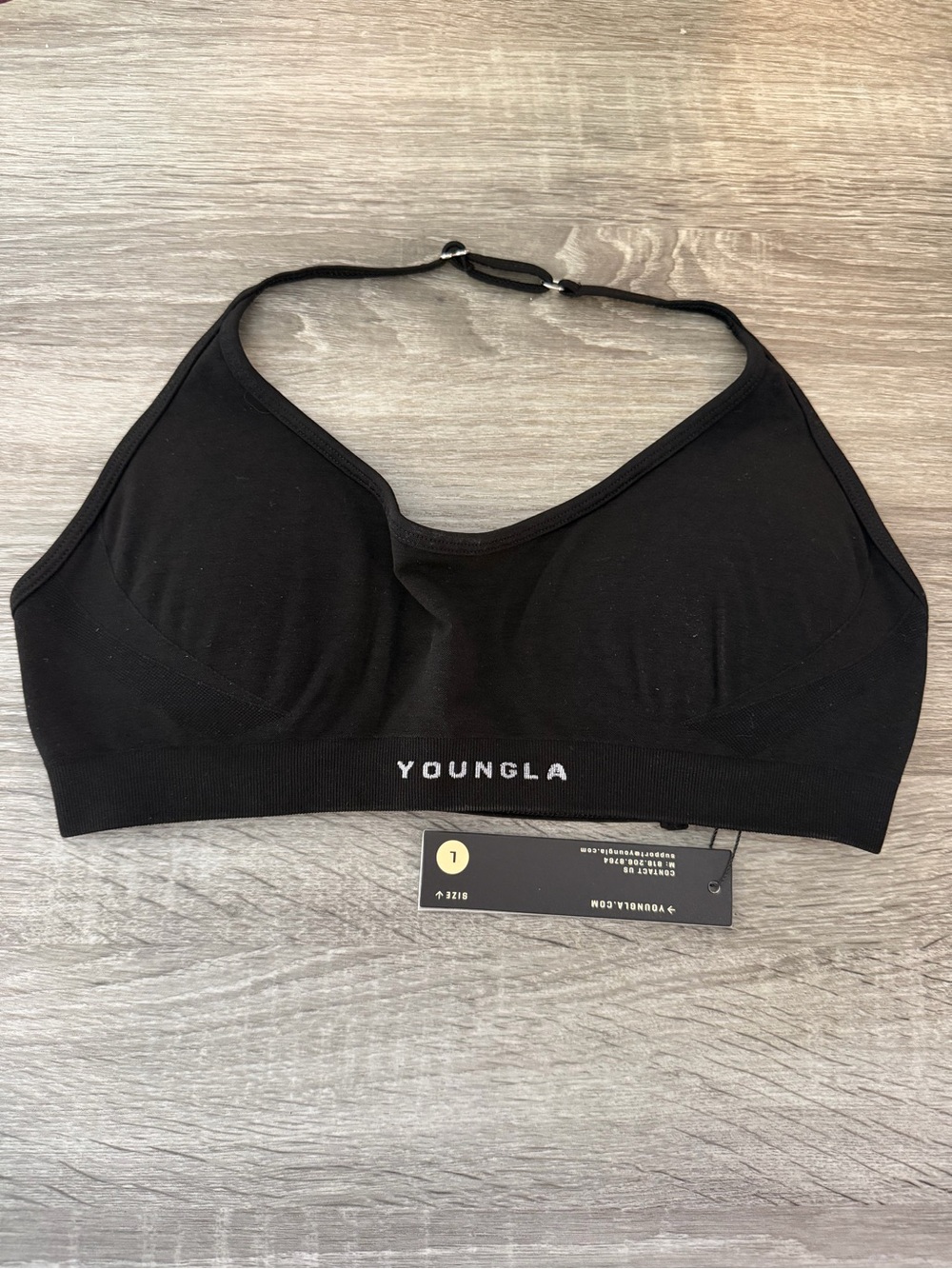 YoungLA W342 Seamless Core Halter Bra Black